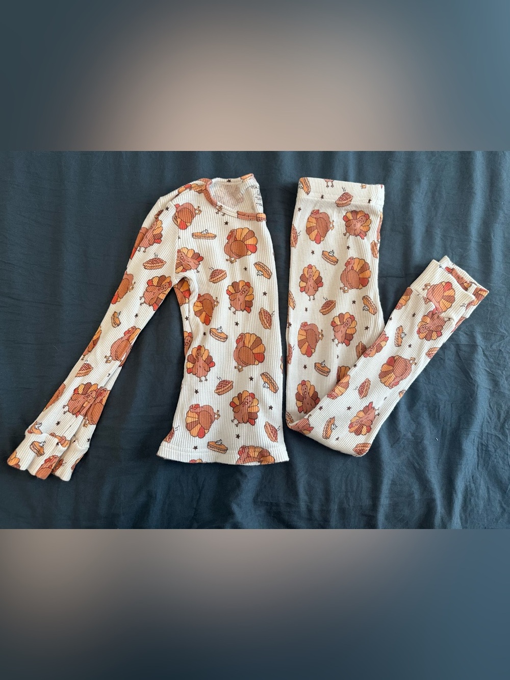 Caden Lane Bamboo Turkey Print Ribbed PJ Set - Size 5/6